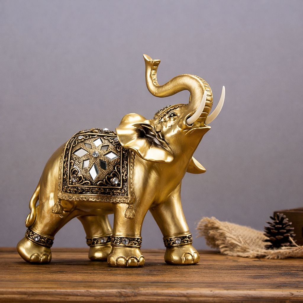 Escultura Elefante Indiano Dourado - Decors