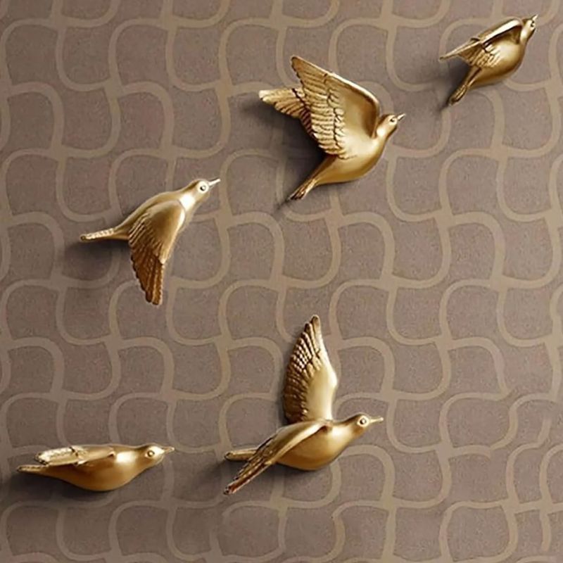 Escultura Família de Pássaros 3D (05 Unidades) - Decors