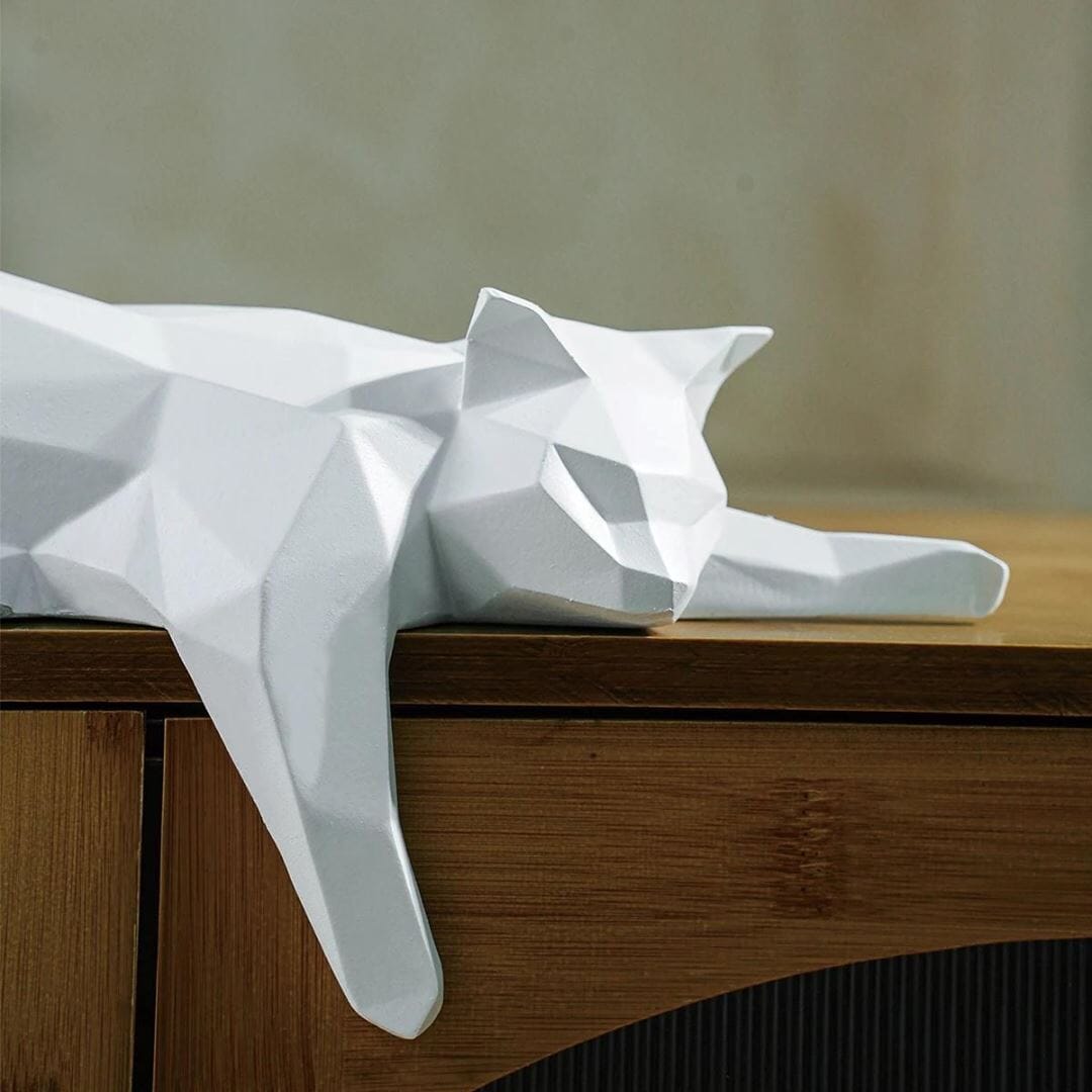 Escultura Geométrica Abstrata Gatinho Deitado