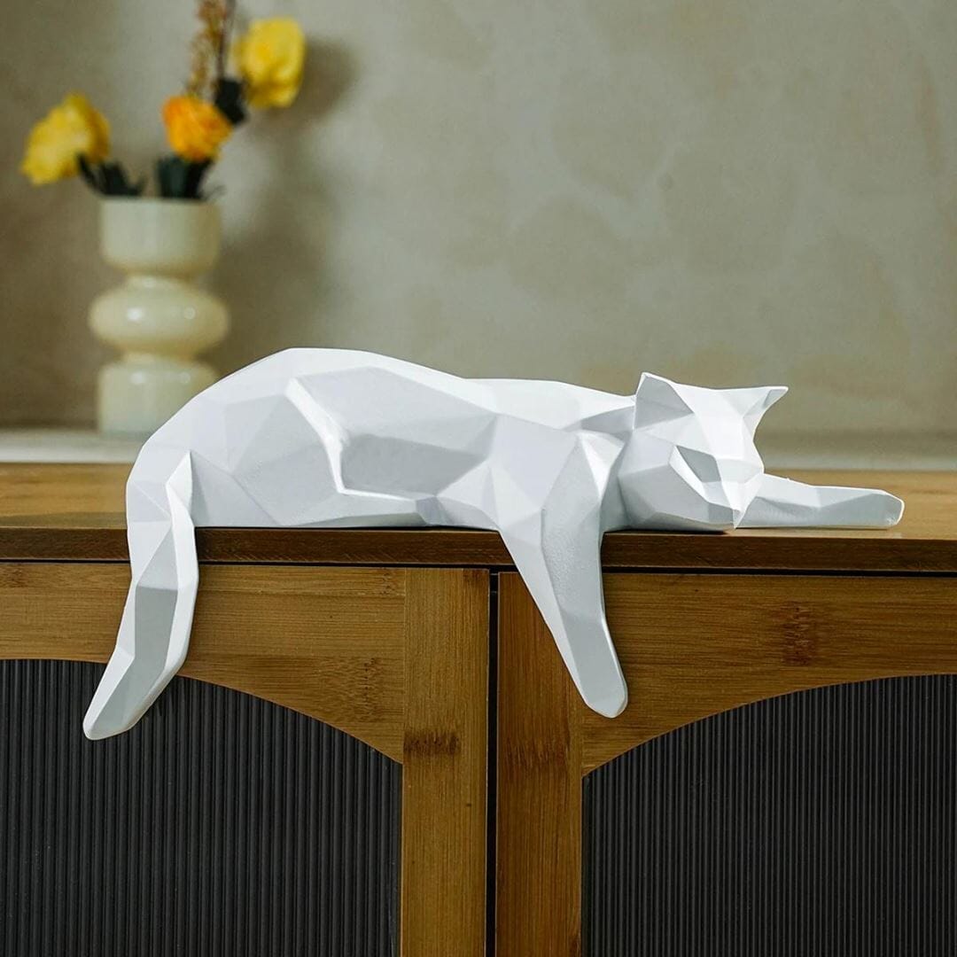 Escultura Geométrica Abstrata Gatinho Deitado