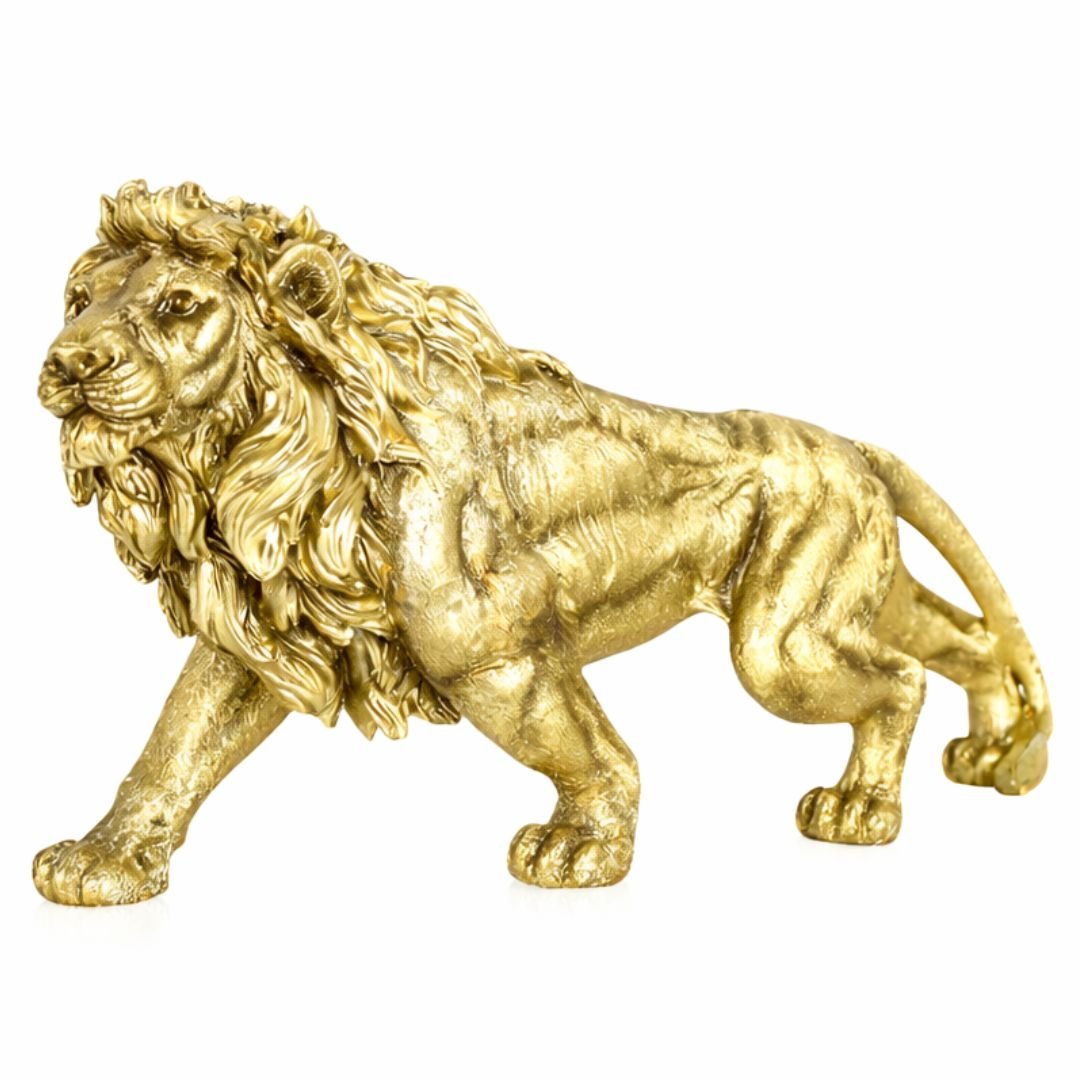 Escultura Leão Dourado 41x18cm - Decors