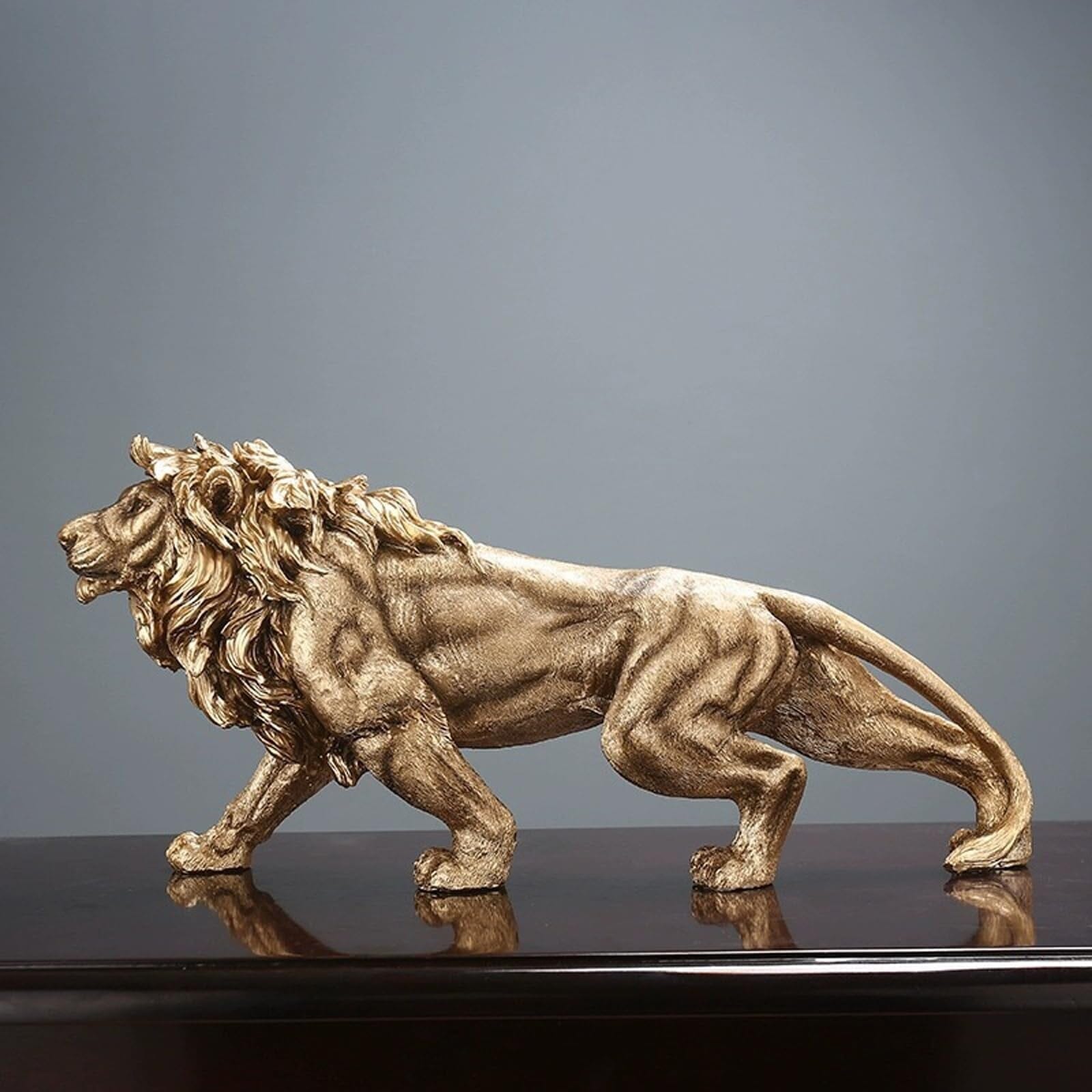 Escultura Leão Dourado 41x18cm - Decors
