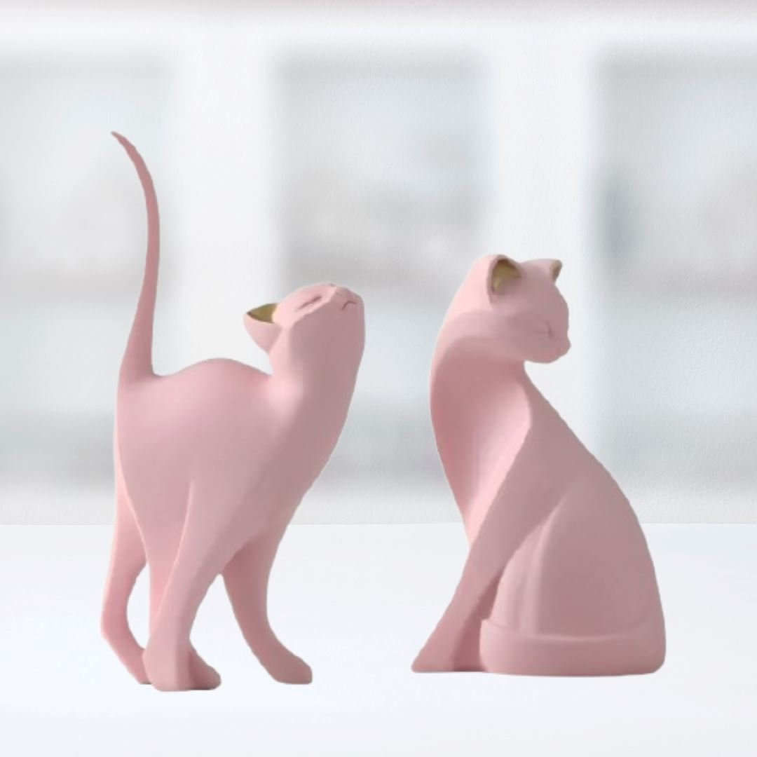 Escultura Moderna Abstrata Gato (O Par) - Decors