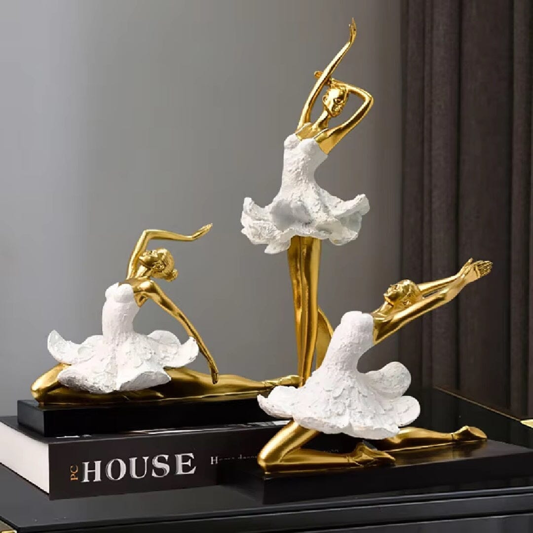 Esculturas Bailarinas Dourada em Resina Ballet Grace Collection