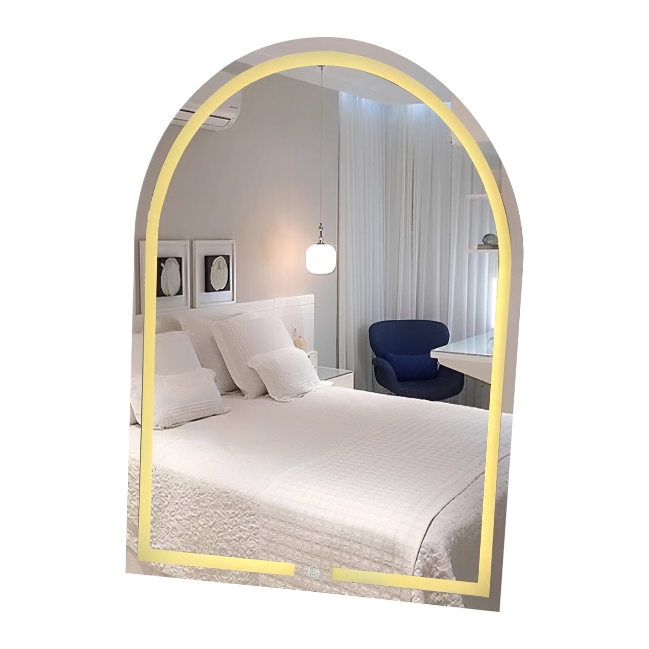 Espelho Decorativo Línea Oval com Led Jateado e Botão Touch 70x50cm