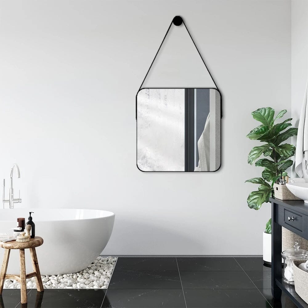 Espelho Decorativo Quadrado Beady Suspenso de Parede 50cm