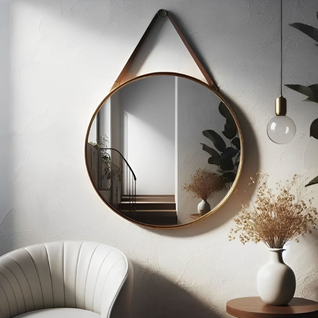 Espelho Decorativo Redondo Beady Suspenso de Parede 60cm - Decors