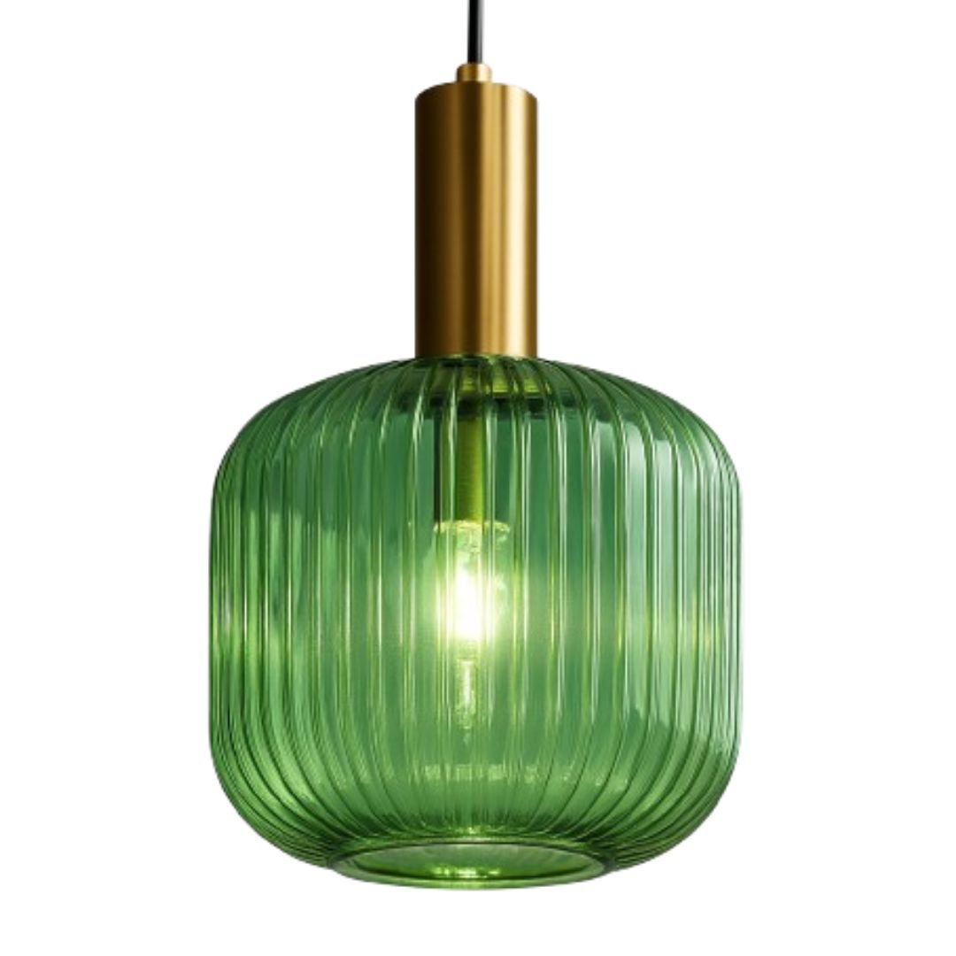Kit 03 Peças Lustre Pendente Luxuoso Retrô Glass Green - Decors