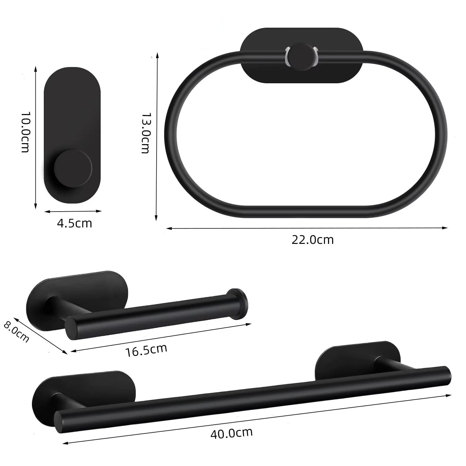 Kit Completo Acessórios Banheiro Black Oval (05 Peças)