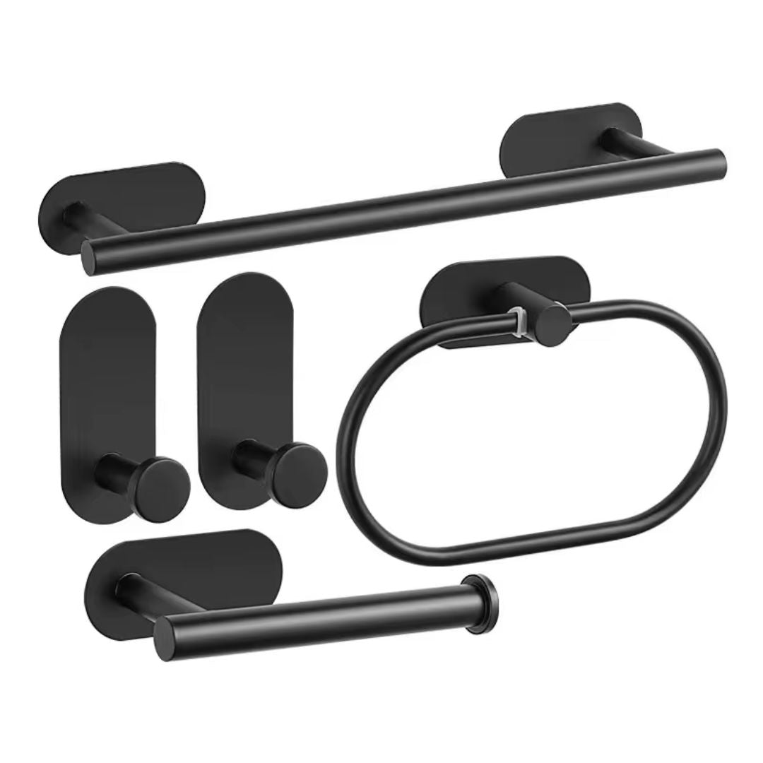 Kit Completo Acessórios Banheiro Black Oval (05 Peças)