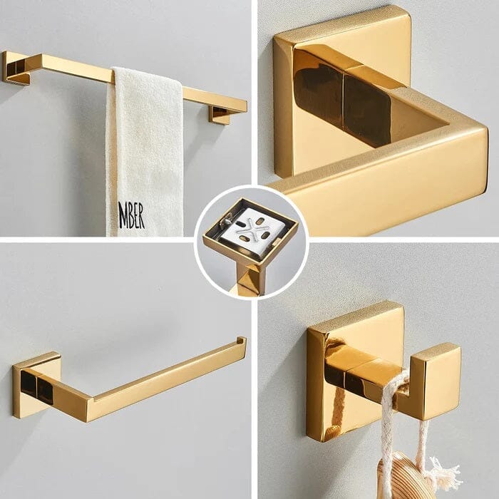 Kit Completo Acessórios Banheiro Max Gold (04 Peças) - Decors