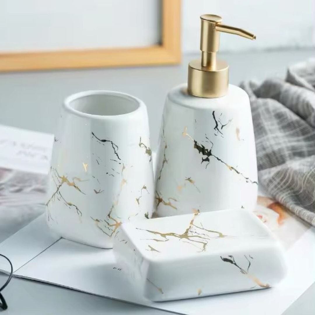 Kit de Lavabo Marmorizado Marbled (03 Peças)