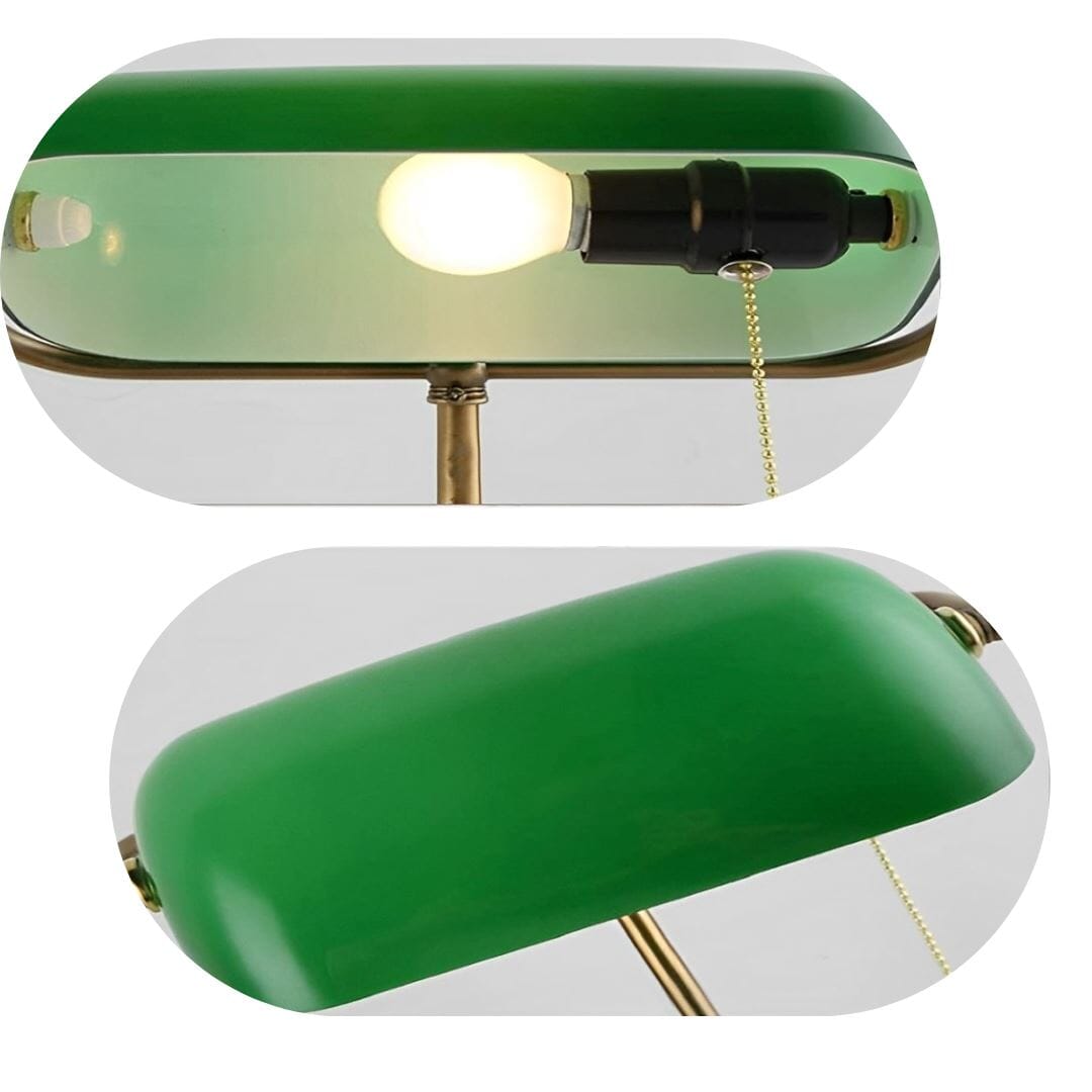 Luminária Abajur Banqueiro Retrô Vintage - Vidro Clássico Esmeralda