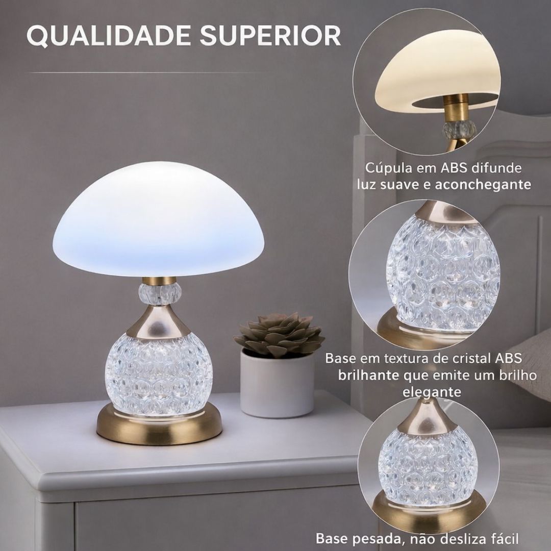 Luminária Abajur de Mesa Cogumelo Retrô Deluxe - Decors