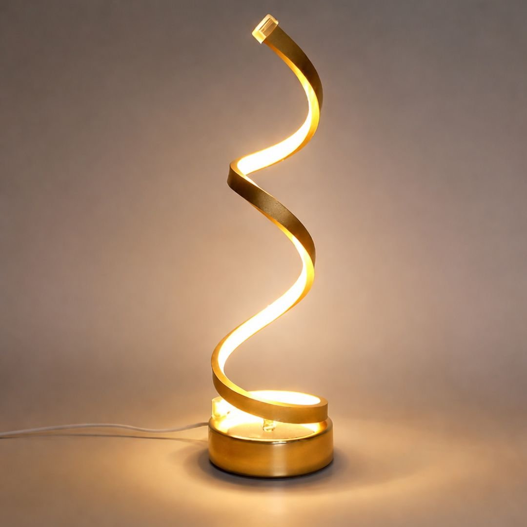 Luminária Abajur de Mesa Espiral Dourado Luna 45cm - Decors