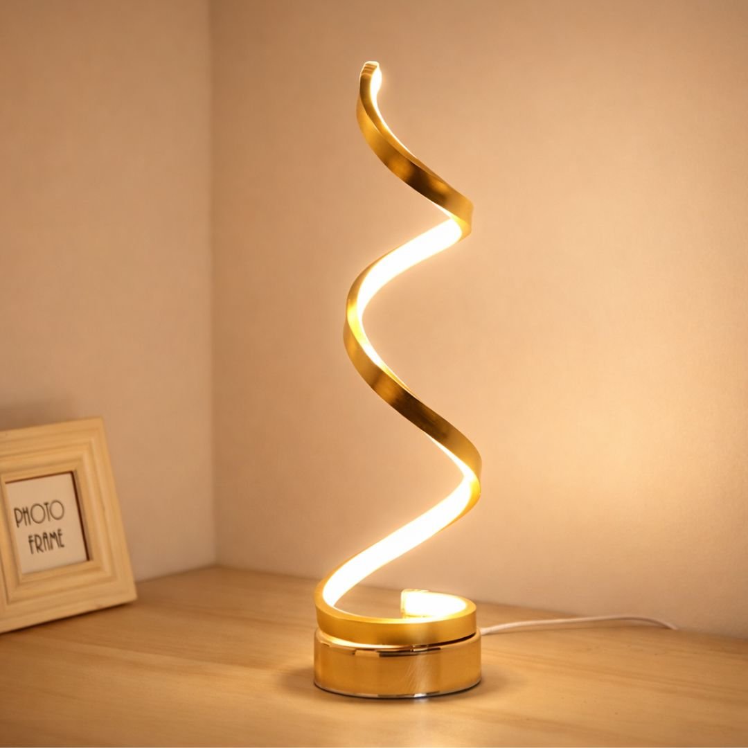 Luminária Abajur de Mesa Espiral Dourado Luna 45cm - Decors