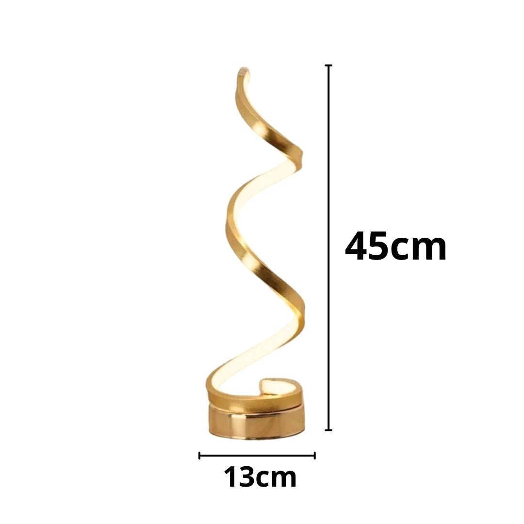 Luminária Abajur de Mesa Espiral Dourado Luna 45cm - Decors