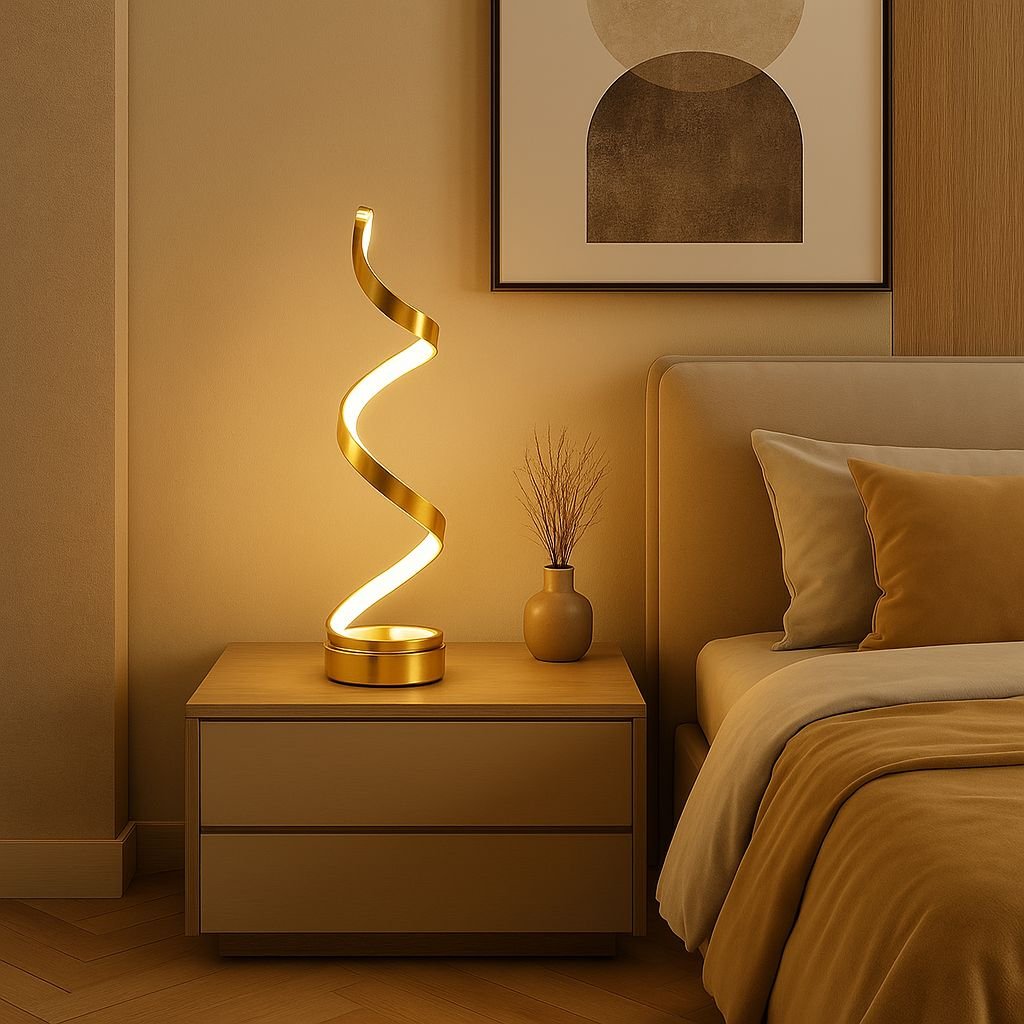 Luminária Abajur de Mesa Espiral Dourado Luna 45cm - Decors
