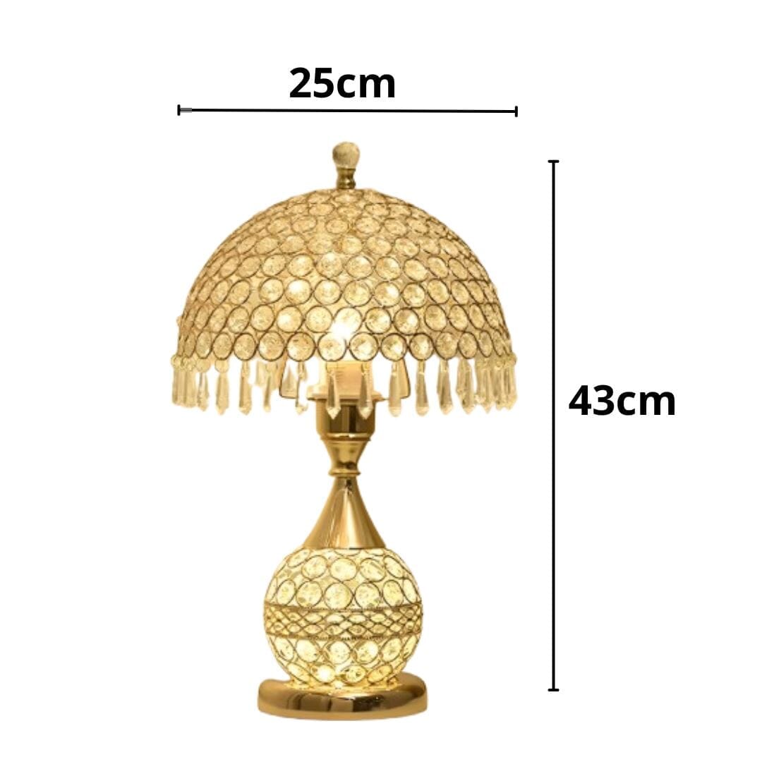 Luminária Abajur de Mesa Luxuoso Cogumelo Deluxe Crystals 43cm