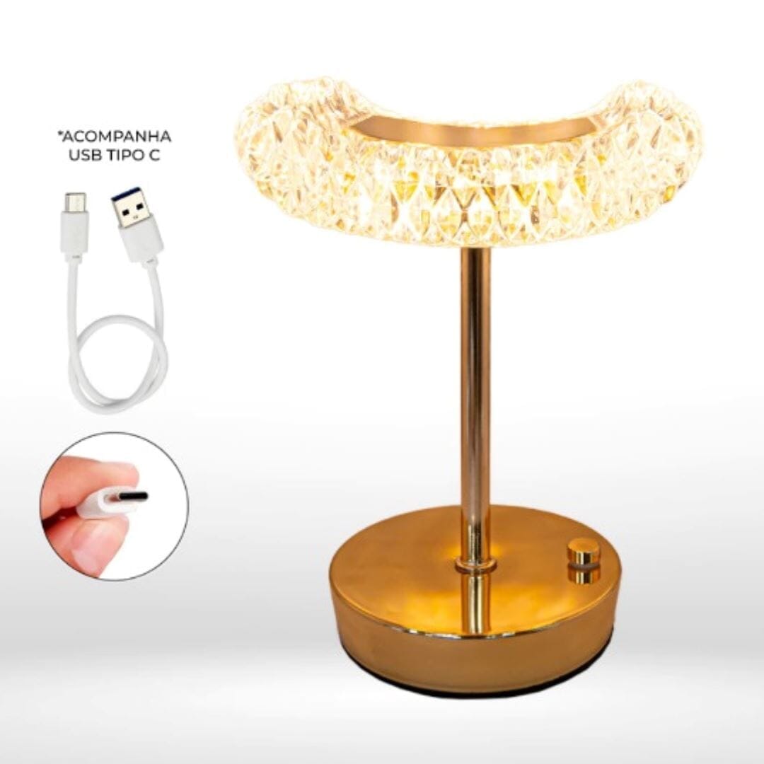Luminária Abajur de Mesa Móvel Dainty Vintage Recarregável e Sem Fio