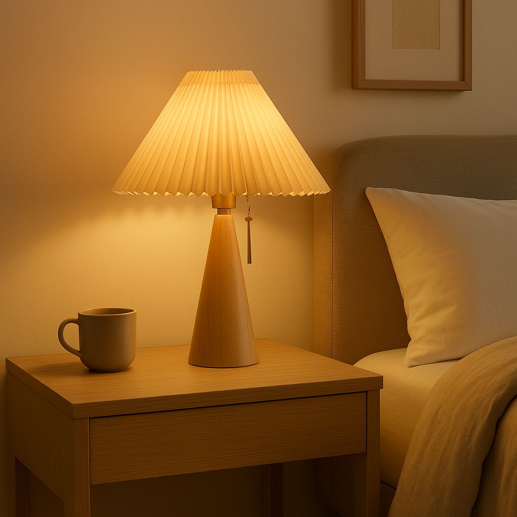 Luminária Abajur de Mesa Plissé 50cm