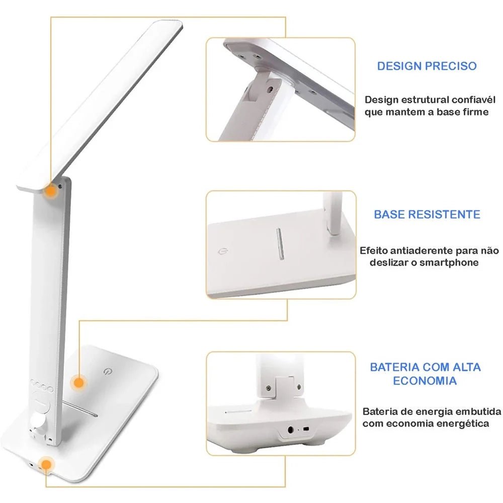 Luminária Abajur Touch Multifuncional Ajustável USB - Decors
