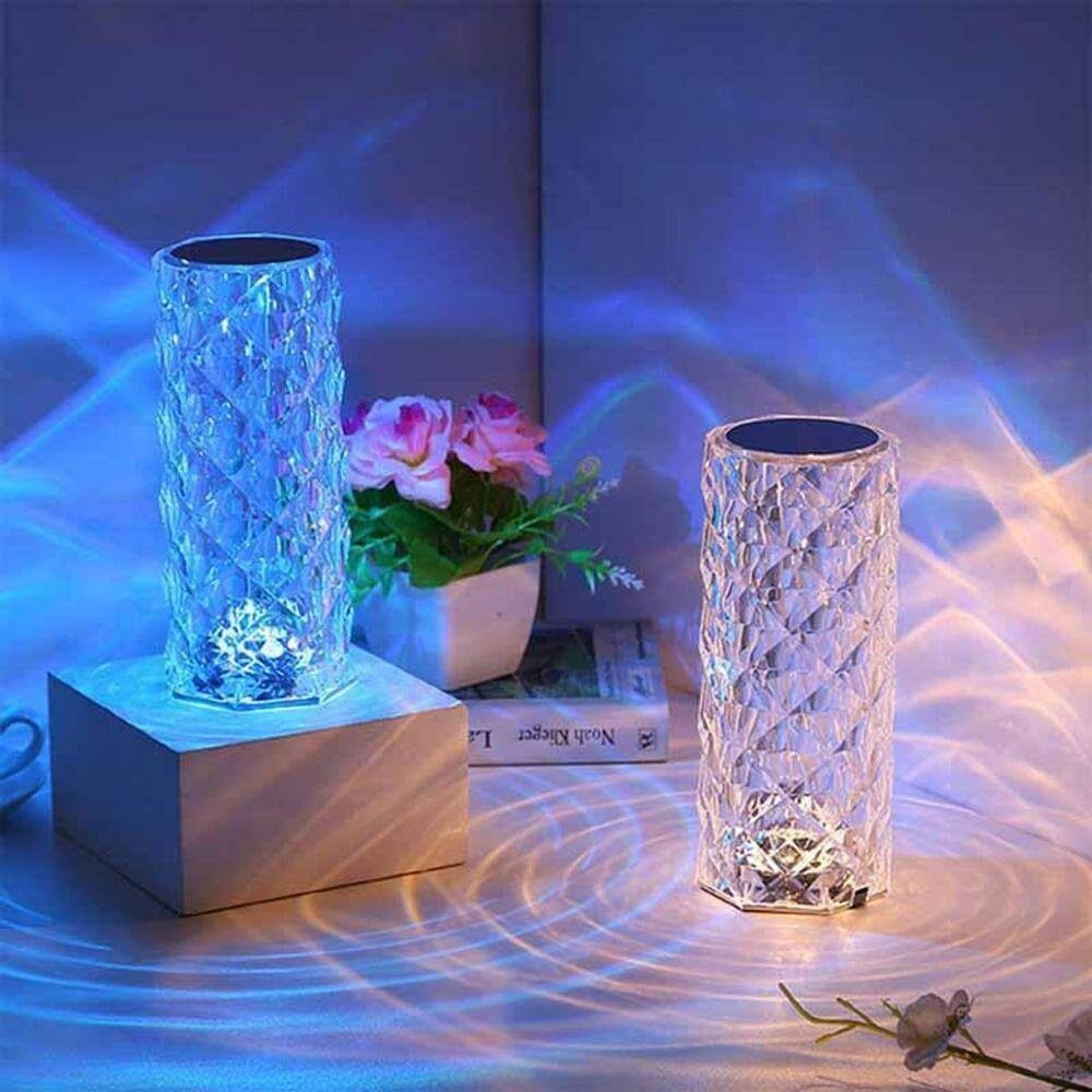 Luminária Cristal Touch de Mesa em Led - 16 Cores (Sem fio e Recarregável) - Decors