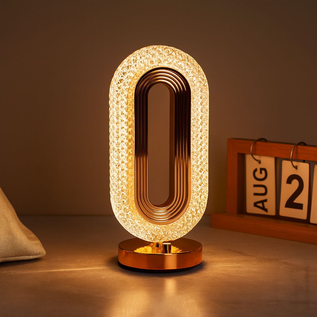 Luminária de Mesa e Abajur Luxuosa Cristal Oval - Decors