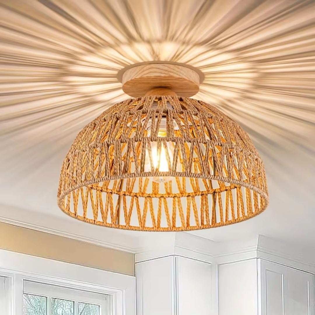 Luminária de Teto Plafon Sobrepor Bohemian Rattan