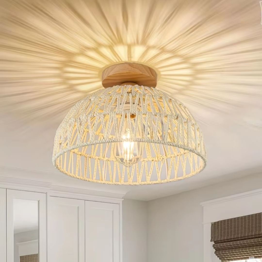Luminária de Teto Plafon Sobrepor Bohemian Rattan