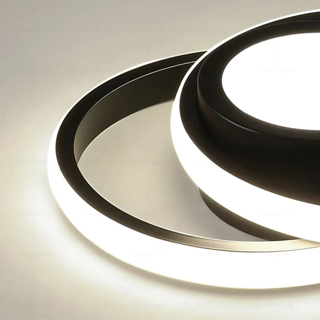 Luminária de Teto Plafon Sobrepor em Led Circular Duplo para Quarto Sala - Decors