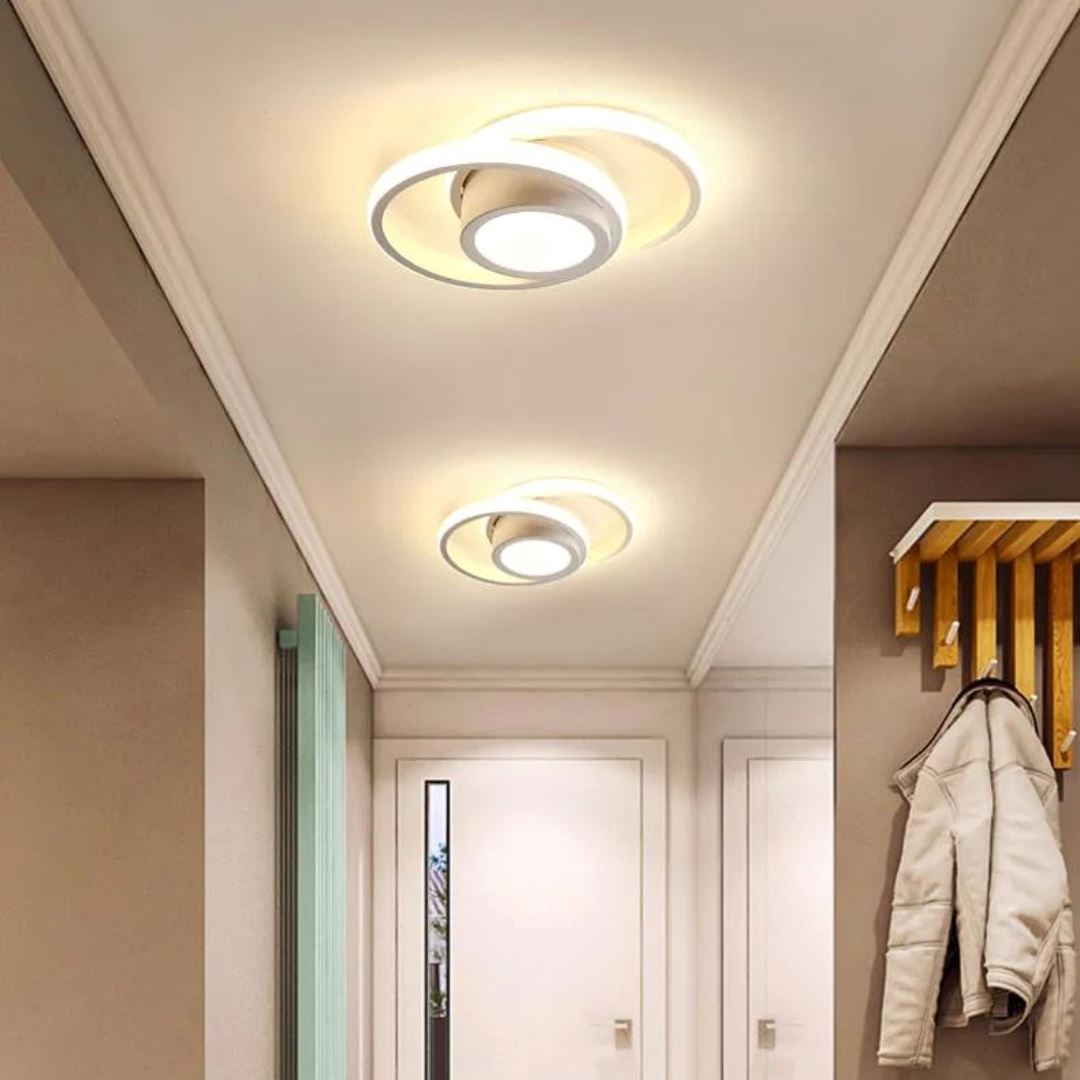 Luminária de Teto Plafon Sobrepor em Led Circular Duplo para Quarto Sala - Decors