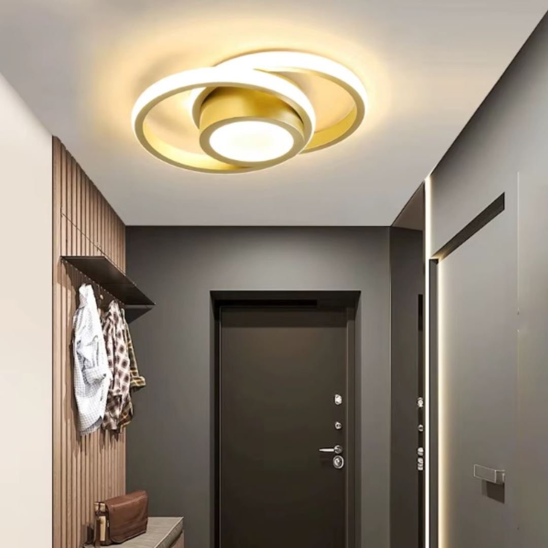 Luminária de Teto Plafon Sobrepor em Led Circular Duplo para Quarto Sala - Decors
