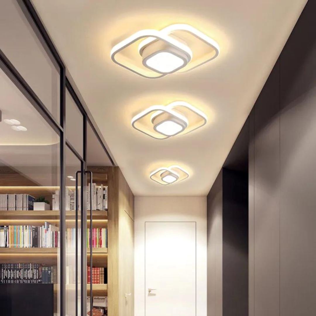 Luminária de Teto Plafon Sobrepor em Led Quadrado Duplo para Quarto Sala - Decors
