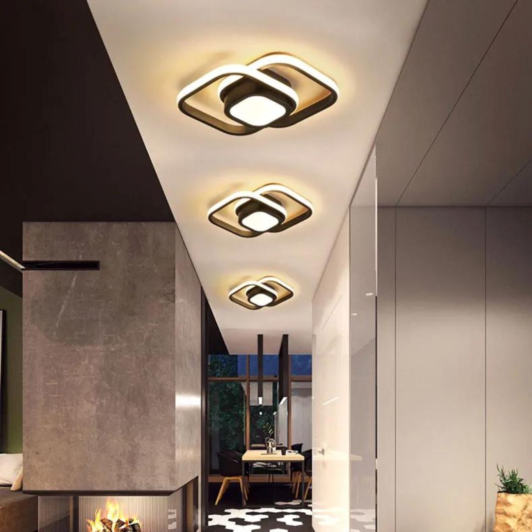 Luminária de Teto Plafon Sobrepor em Led Quadrado Duplo para Quarto Sala - Decors