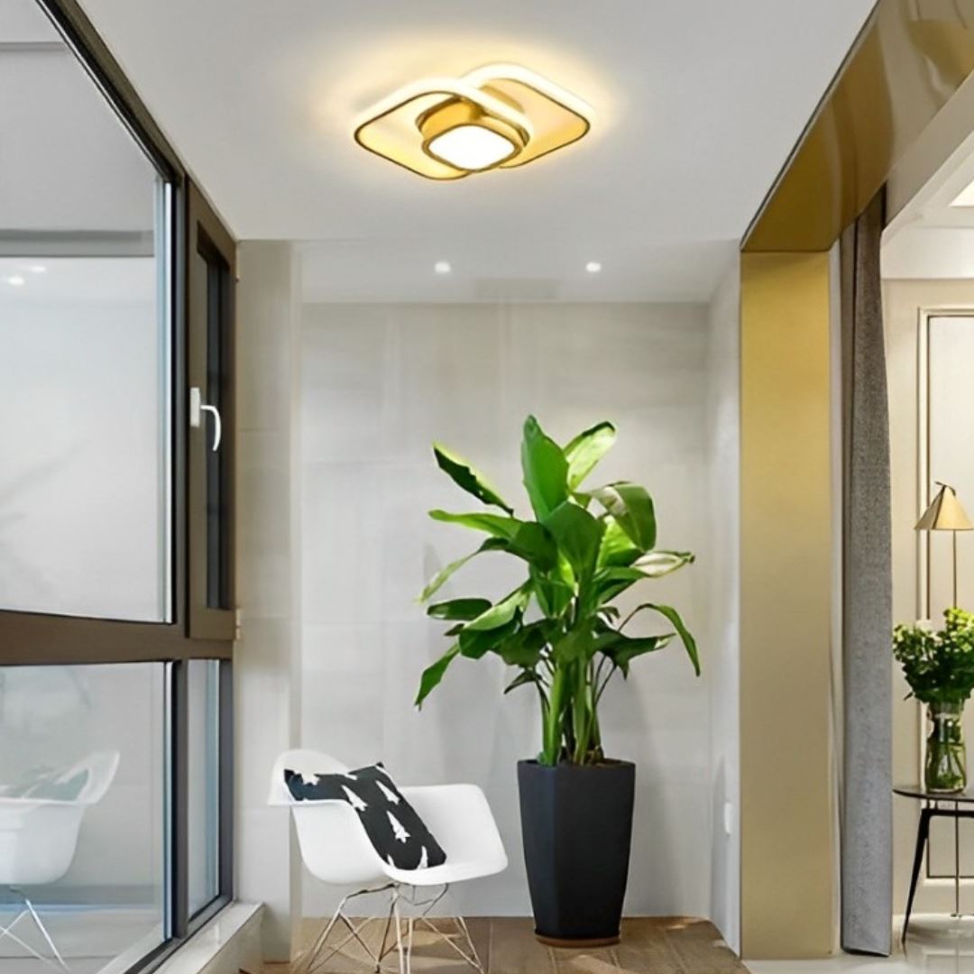 Luminária de Teto Plafon Sobrepor em Led Quadrado Duplo para Quarto Sala - Decors