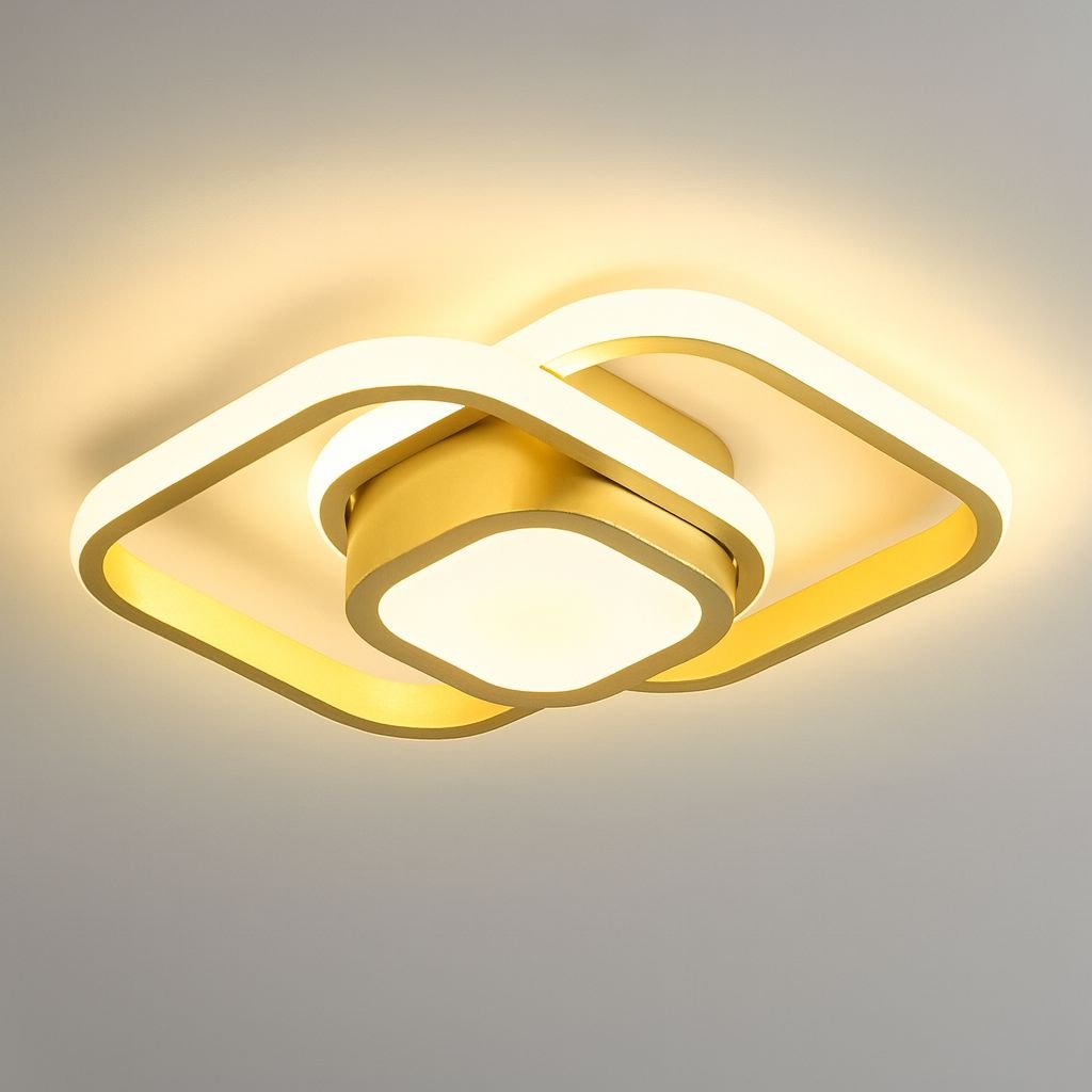Luminária de Teto Plafon Sobrepor em Led Quadrado Duplo para Quarto Sala - Decors