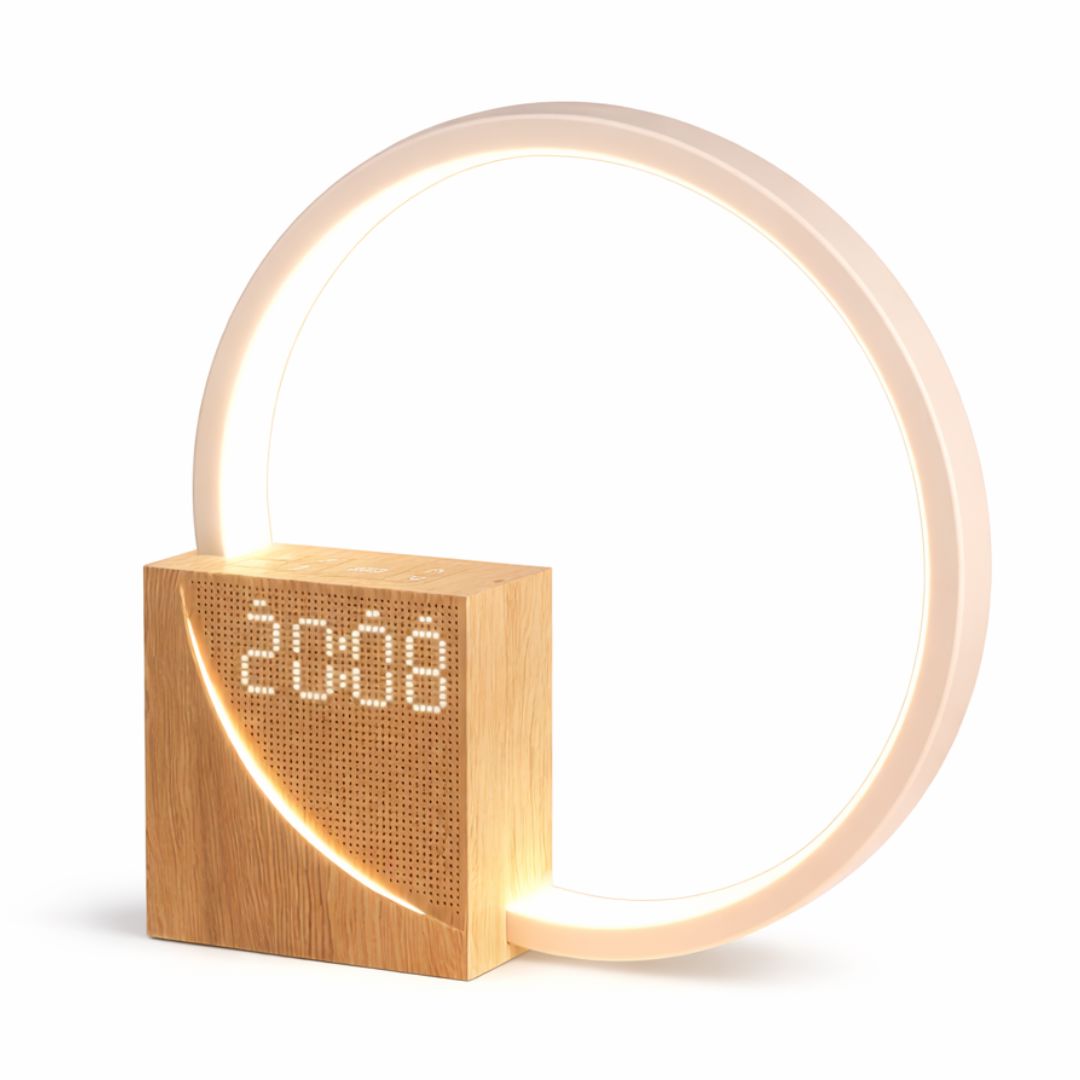 Luminária Minimalista de Mesa e Relógio Digital Circuit Led