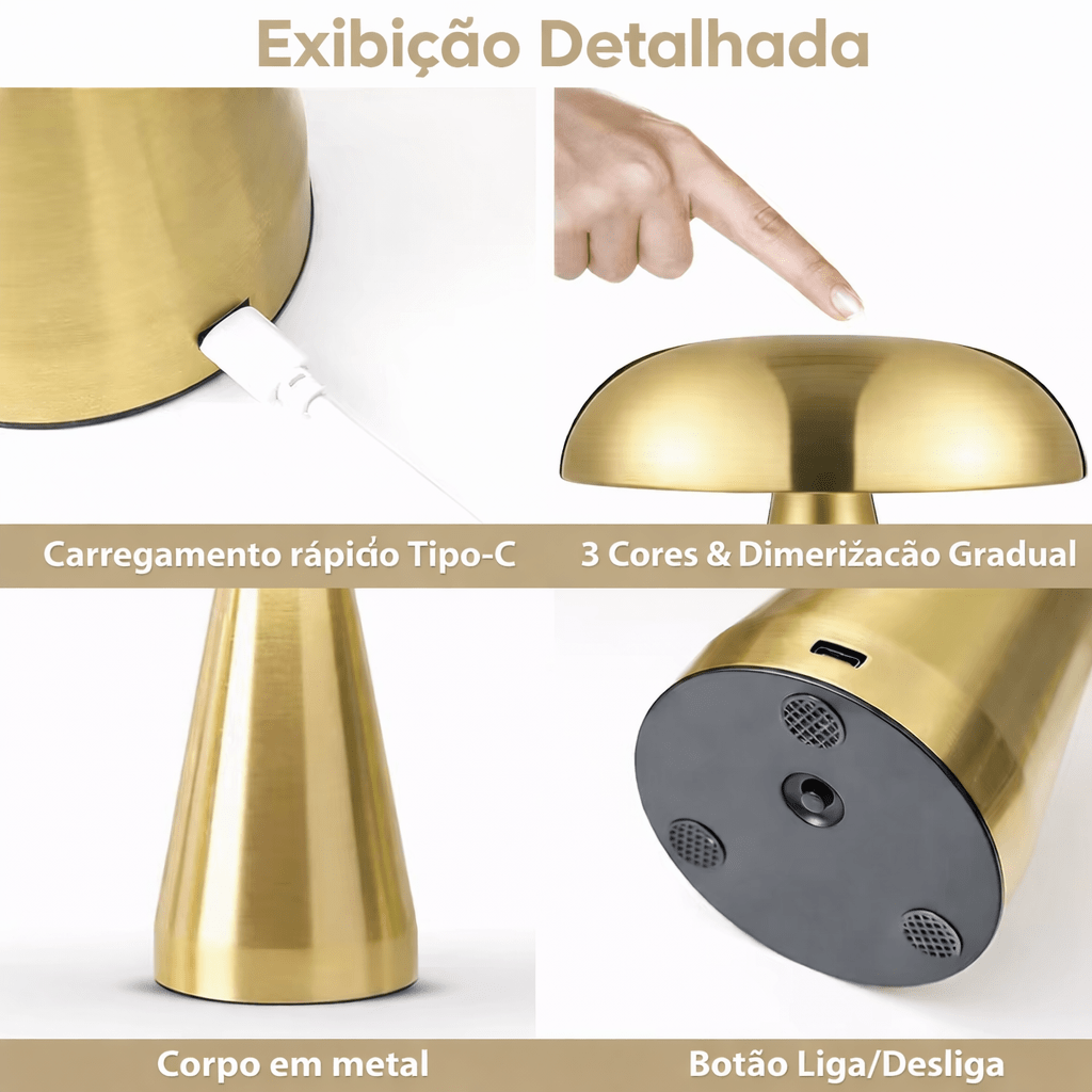 Luminária Touch de Mesa - Candeeiro e Abajur Mushroom - Decors