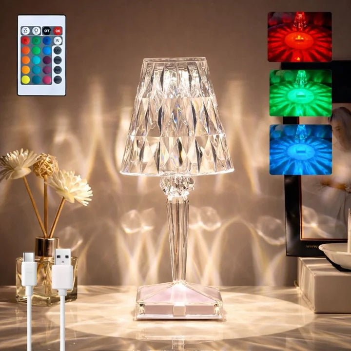 Luminária Vintage Cristal Touch de Mesa em Led - 16 Cores e Controle Remoto - Decors