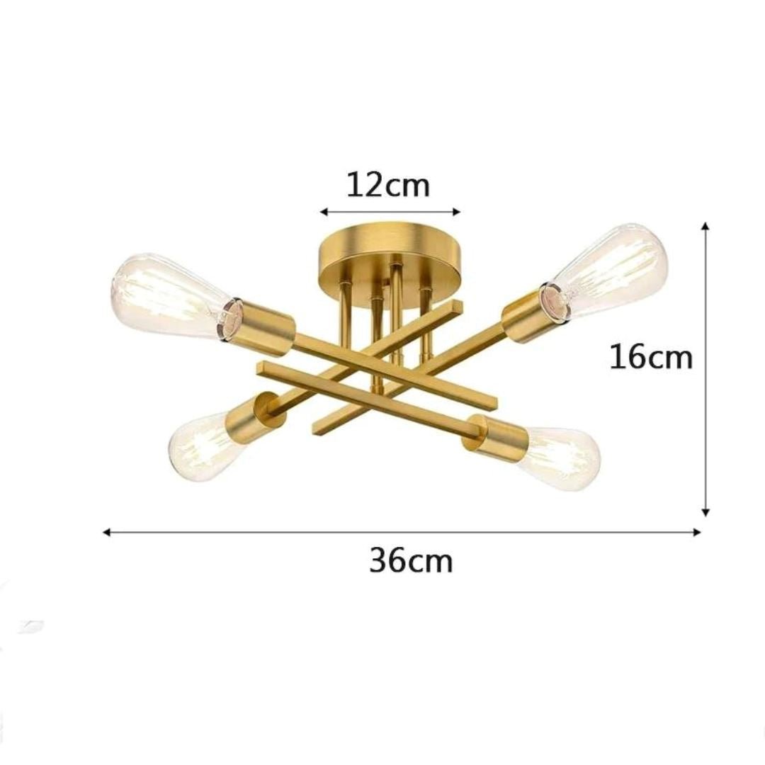 Lustre Luminária de Teto Flash Mount Dourado (04 lâmpadas) - Decors