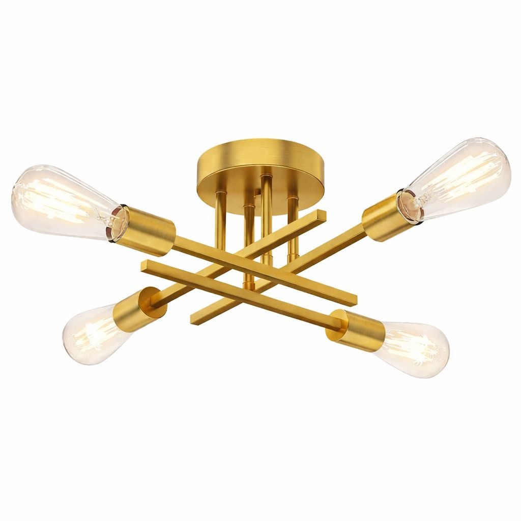 Lustre Luminária de Teto Flash Mount Dourado (04 lâmpadas) - Decors