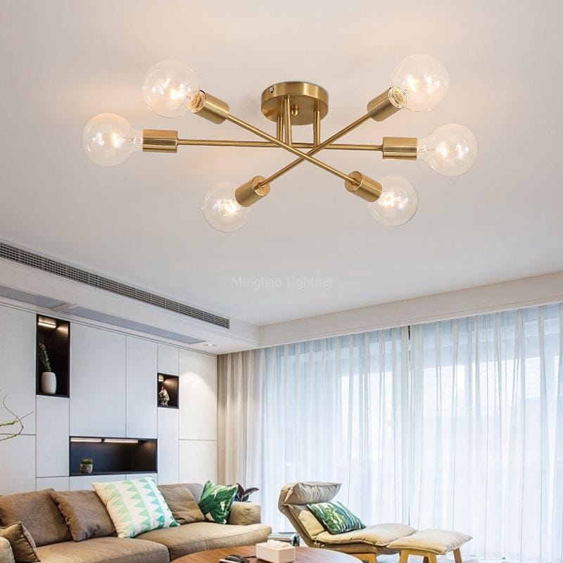 Lustre Luminária de Teto Sputnik Dourado (06 lâmpadas) - Decors
