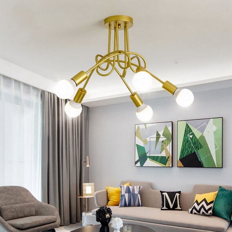 Lustre Luminária de Teto Sputnik Entrelaçado (3 e 5 hastes) para Quarto Sala - Decors