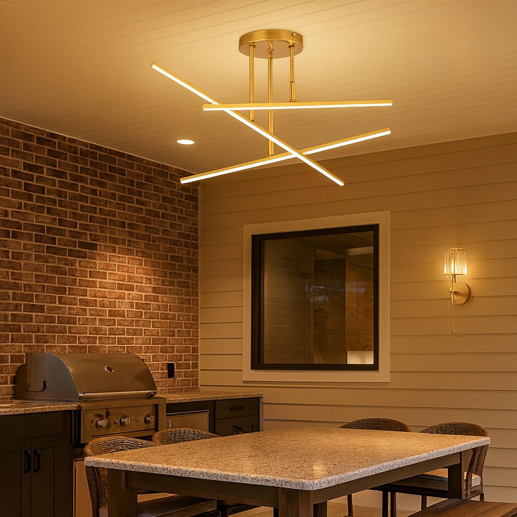 Lustre Luminária de Teto Sputnik Prisma Dourado - Decors