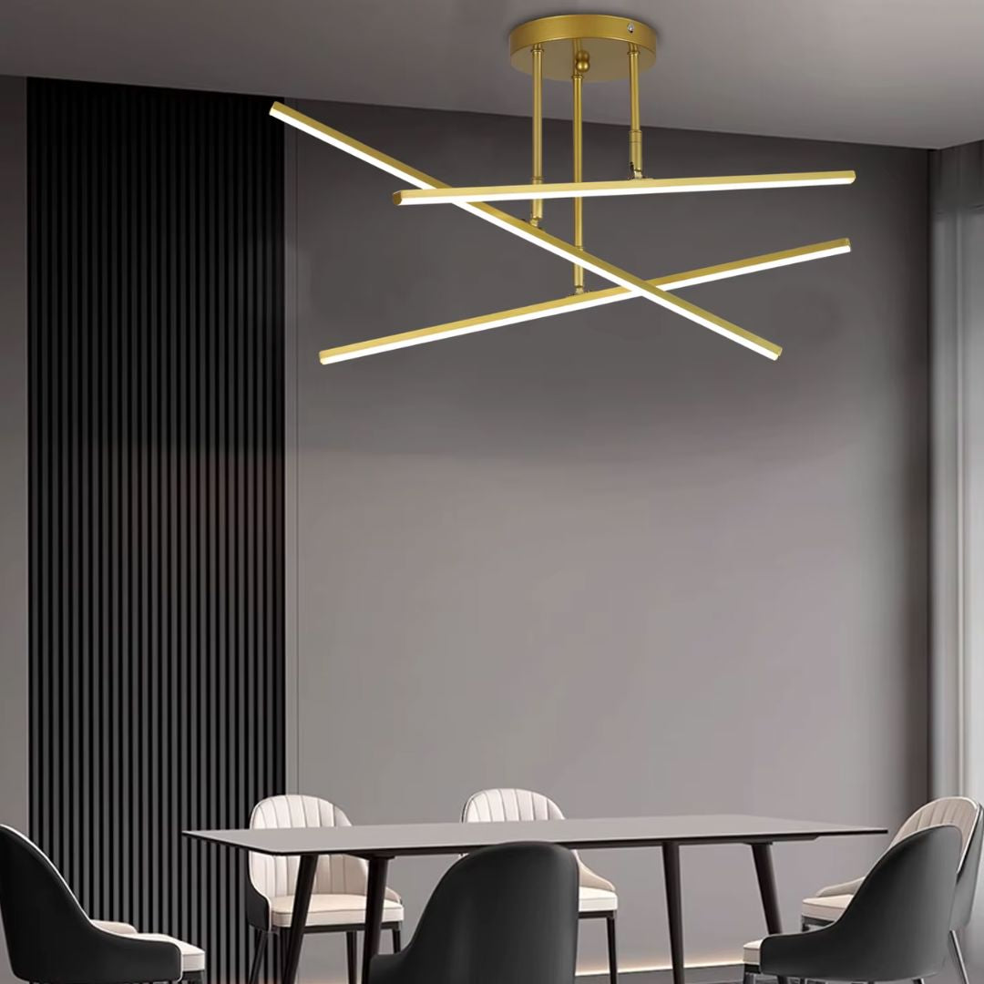Lustre Luminária de Teto Sputnik Prisma Dourado