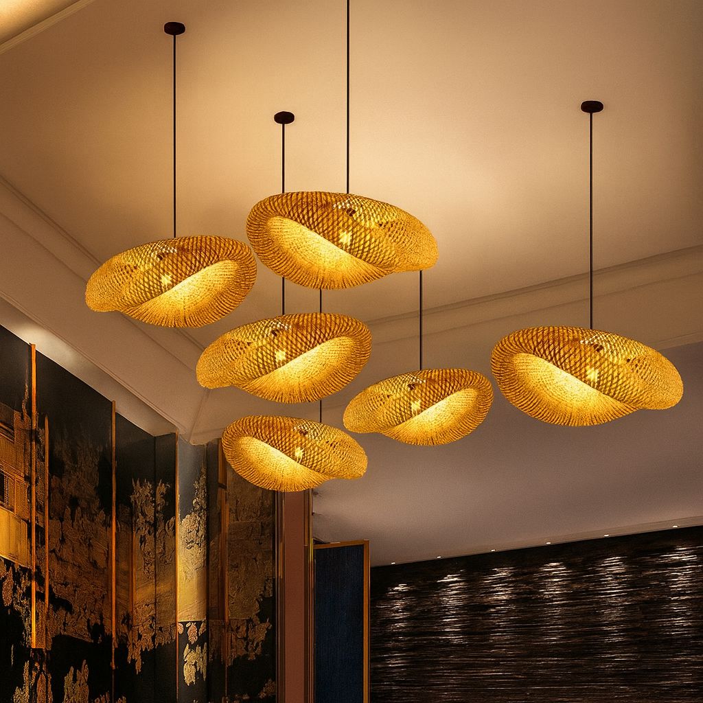 Lustre Pendente Artesanal Rattan Bambu