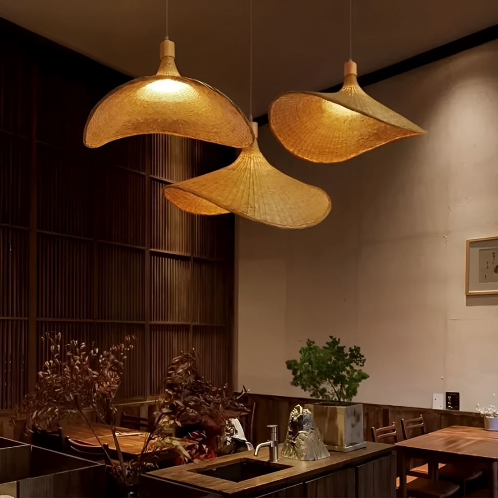 Lustre Pendente Artesanal Bamboo Rattan