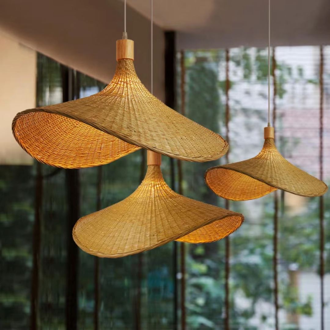 Lustre Pendente Artesanal Bamboo Rattan