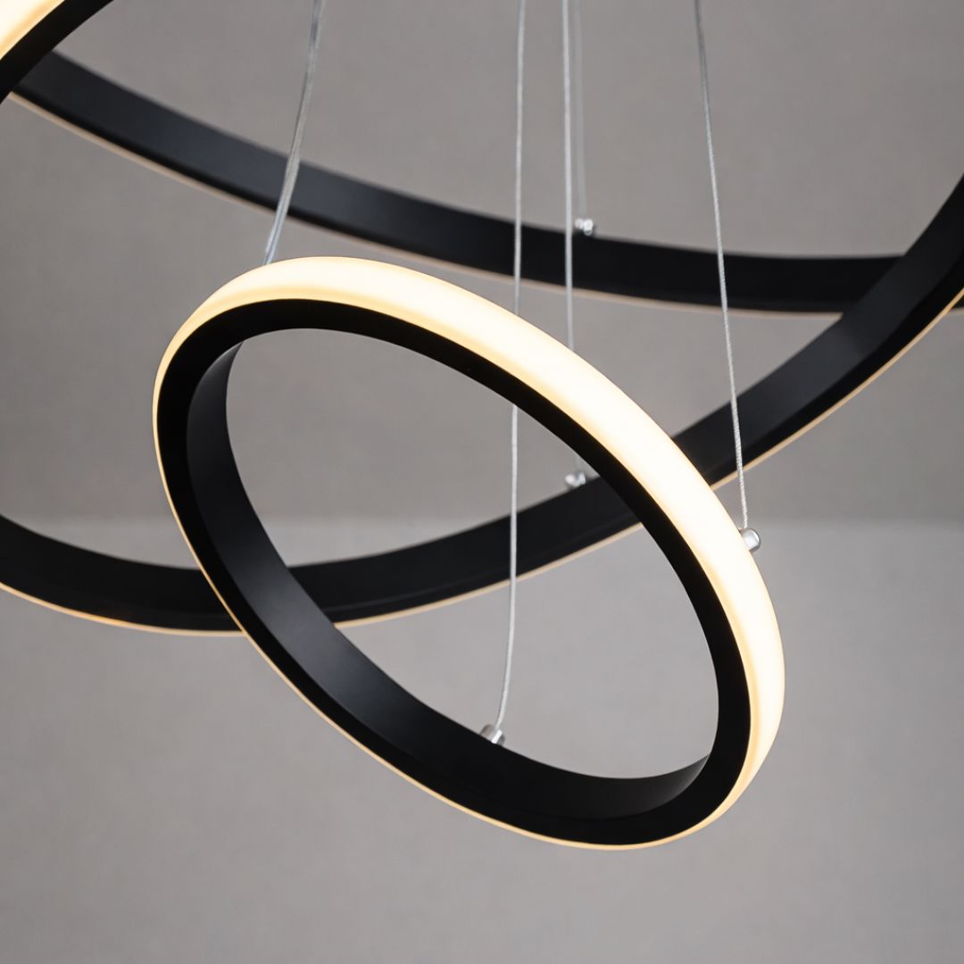 Lustre Pendente Circular Triplo em Led para Sala Jantar